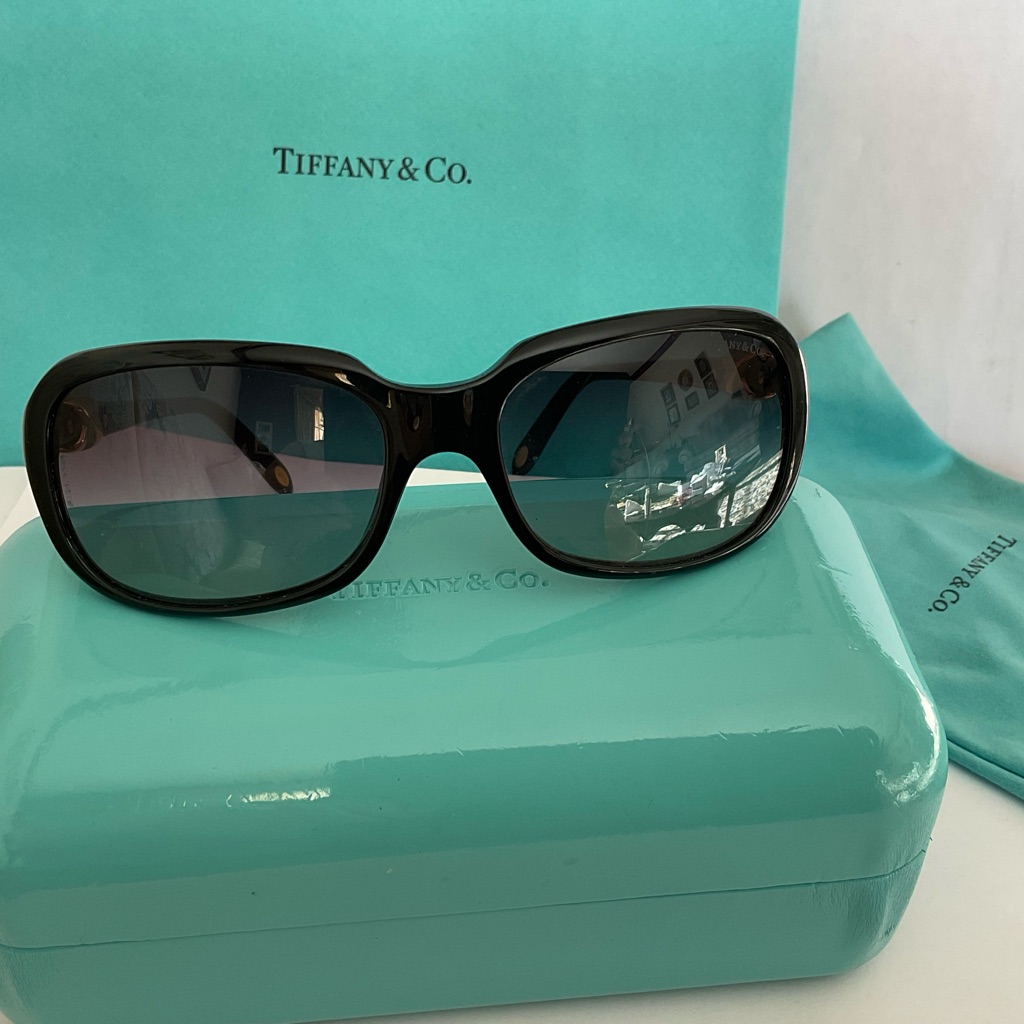Tiffany & Co. Black Sunglasses With Teal Case